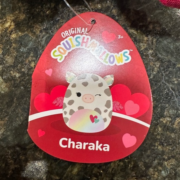Nwt 🐽 5" Charaka Squishmallow Wink Flying Pig Valentine Hearts Metallic Wings - Picture 3 of 5
